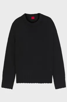 Женский черный шерстяной свитер Черный XS HUGO 50548137;001