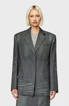 Женский серый шерстяной жакет в полоску G-KESS Серый 36 Diesel A11657 0KKAD