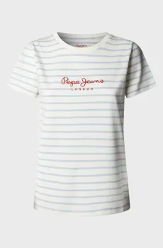 Женская белая футболка в полоску MAE STRIPED Белый M Pepe Jeans PL5000124