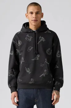 Мужское черное худи с узором Черный L Levi’s® 38479;0418