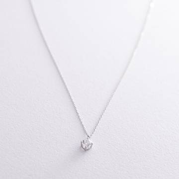 Серебряное колье с одним фианитом 18791 Серебряное колье с одним фианитом 18791