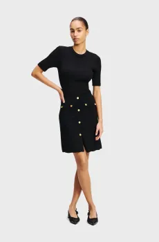 Женское черное платье BUTTON SSLV DETAIL DRESS Черный M Karl Lagerfeld A2W13053