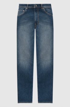 Синие джинсы с эффектом потертости