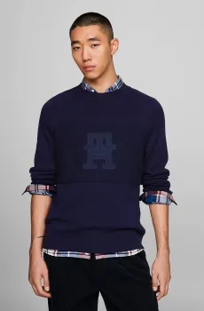 Мужской темно-синий джемпер MONOGRAM CREW NECK Синий M Tommy Hilfiger MW0MW33085