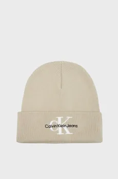 Мужская бежевая шапка MONOGRAM BEANIE Бежевый ONESIZE Calvin Klein K50K511160