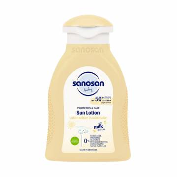 Детский солнцезащитный лосьон Sanosan Baby Sun Lotion SPF50+, 100 мл Детский солнцезащитный лосьон Sanosan Baby Sun Lotion SPF50+, 100 мл