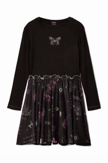 Детское платье Desigual цвет чёрный mini расклешённое 24WGVK16 Детское платье Desigual цвет чёрный mini расклешённое 24WGVK16