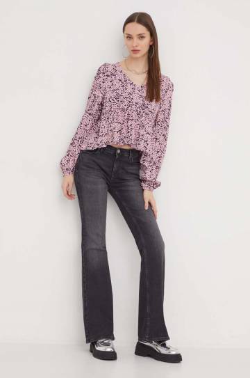 Блузка Tommy Jeans женская цвет розовый узор Блузка Tommy Jeans женская цвет розовый узор