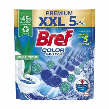 Твердый туалетный блок Bref Color Aktiv Эвкалипт, 5*50 г Твердый туалетный блок Bref Color Aktiv Эвкалипт, 5*50 г