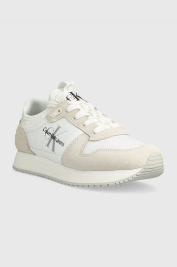 Кроссовки Calvin Klein Jeans YW0YW00840 RUNNER SOCK LACEUP NY-LTH W цвет бежевый YW0YW00840 Кроссовки Calvin Klein Jeans YW0YW00840 RUNNER SOCK LACEUP NY-LTH W цвет бежевый YW0YW00840