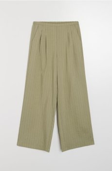 Широкі штани wide leg з вертикальними смужками з віскозою та домішкою льону - різнобарвний