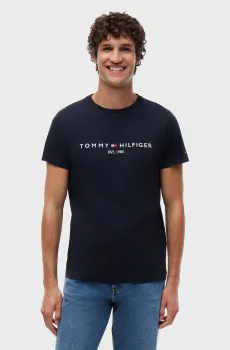 Мужская темно-синяя футболка CORE TOMMY LOGO TEE Синий S Tommy Hilfiger MW0MW11465