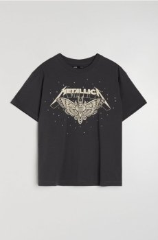 Бавовняна футболка з принтом Metallica - темно-сірий