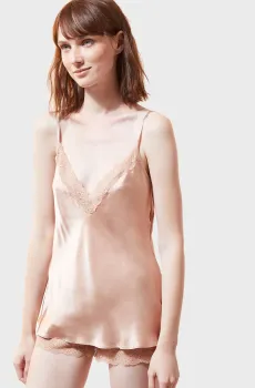 Женский розовый шелковый топ MILKY Розовый S Etam 6515344