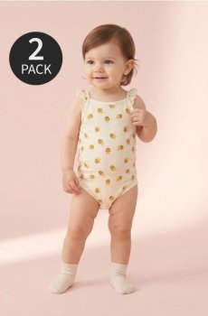 Бавовняне боді на бретелях 2 pack - блакитний