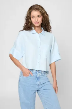 Женская голубая льняная рубашка Голубой S PRPY PWLSTKAUA0027