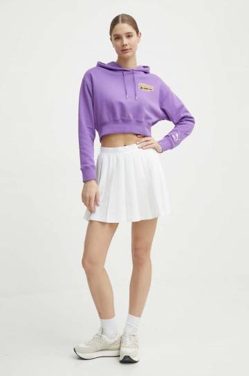 Хлопковая кофта Puma женская цвет фиолетовый с капюшоном с принтом 624346 Хлопковая кофта Puma женская цвет фиолетовый с капюшоном с принтом 624346