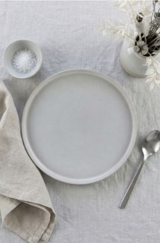 Плоска однотонна керамічна тарілка - сірий