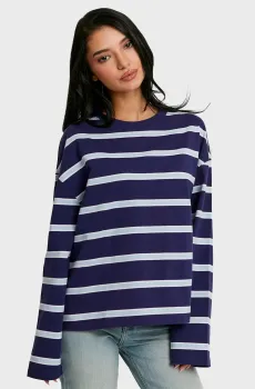 Женский темно-синий лонгслив в полоску Синий M Tally Weijl STSCOBERLA