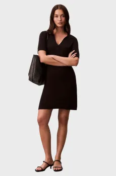 Женское черное платье FINE Черный M Calvin Klein LV044F326G