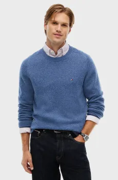 Мужской синий шерстяной джемпер LAMBSWOOL Синий L Tommy Hilfiger MW0MW36535