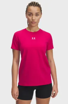 Женская малиновая футболка UA Rival Core SS Малиновый XS Under Armour 1383648-681