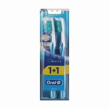 Набор зубных щеток Oral-B 1+1 3D White Отбеливание, голубые, средней жесткости, 2 шт Набор зубных щеток Oral-B 1+1 3D White Отбеливание, голубые, средней жесткости, 2 шт