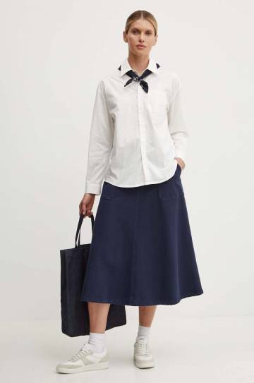 Хлопковая рубашка A.P.C. chemise boyfriend brodee женская цвет белый relaxed классический воротник COEVD.F12550 Хлопковая рубашка A.P.C. chemise boyfriend brodee женская цвет белый relaxed классический воротник COEVD.F12550