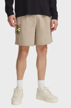 Мужские бежевые шорты UA Rival TerryLogo8inShort Бежевый S Under Armour 1390147-299