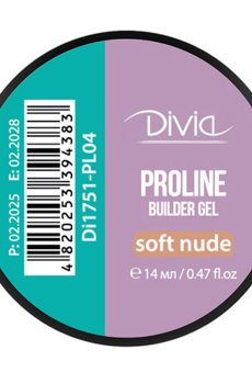 Гель для наращивания ногтей Divia ProLine Builder Gel PL04 Soft Nude, 14 мл