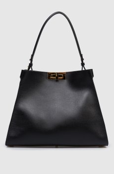 Черная кожаная сумка-трапеция Way