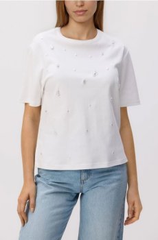Reserved - Футболка з імітацією перлів - білий - 196HT-00X