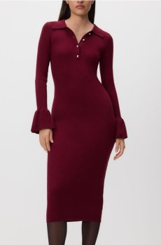 Reserved - Сукня максі в смужку - буряковий - 093GS-83X