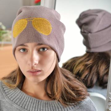 Шапки Lemanta Шапка для дівчаток бежева (очки золото) Шапки Lemanta Шапка для дівчаток бежева (очки золото)