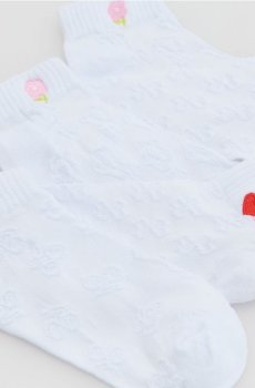 Reserved - Набір з 5 структурованих шкарпеток - білий - 658IN-00X