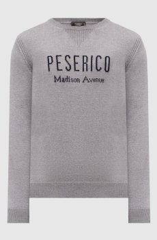 Серый свитер из шерсти с узором логотипа