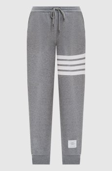 Серые джоггеры с брендовыми полосками