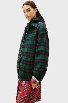 Женская зеленая куртка в клетку TOMMY GIRL PADDED TARTAN Зеленый XS Tommy Jeans DN0DN00097