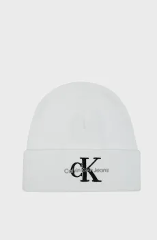 Мужская белая шапка MONOGRAM BEANIE Белый ONESIZE Calvin Klein K50K511160
