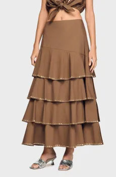 Женская коричневая юбка Коричневый 38 Sandro SFPJU01644_Brown