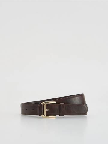 Reserved - Ремінь з декоративною пряжкою - темно коричневий - 307FE-89X