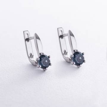 Серебряные серьги с топазами "Лондон голубой" GS-02-017-33 Серебряные серьги с топазами "Лондон голубой" GS-02-017-33