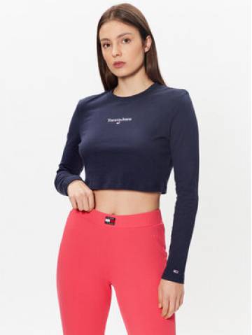 Tommy Jeans Блузка Essential Logo DW0DW15443 Cиній Cropped Fit Tommy Jeans Блузка Essential Logo DW0DW15443 Cиній Cropped Fit