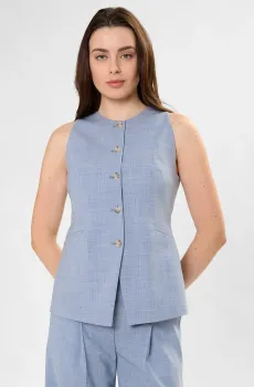 Женский голубой шерстяной жилет Голубой 34 BOSS 50554964;462