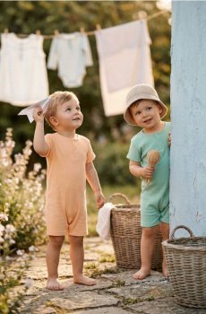 Ребристий ромпер 2 pack - персиковий