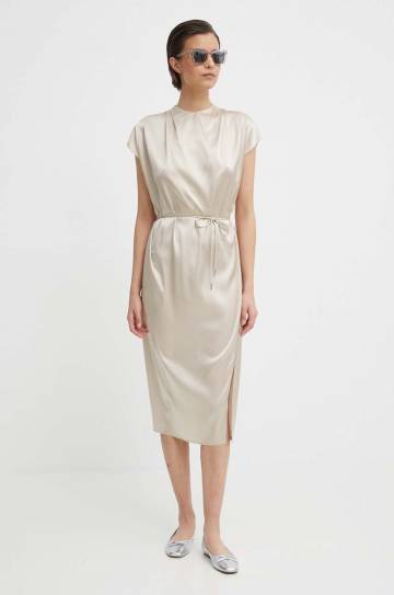 Платье Calvin Klein цвет бежевый midi прямое K20K206676 Платье Calvin Klein цвет бежевый midi прямое K20K206676