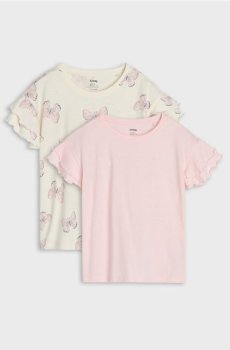 Бавовняні футболки з декоративними рюшами 2 pack - різнобарвний