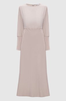 Бежевое платье миди с цепочкой мониль