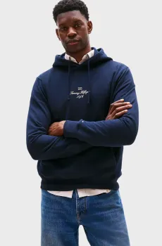 Мужское темно-синее худи OUTLINE FLAG Синий S Tommy Hilfiger MW0MW39372
