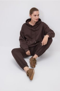 Reserved - Бавовняне худі - темно коричневий - 023HV-89X